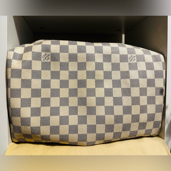 Louis Vuitton LV Hand Bag Speedy 30 White Damier Azur Purse - Picture 14 of 14
